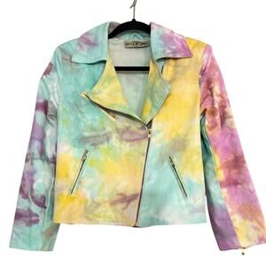 This is a Love Song moto jacket tie dye cotton